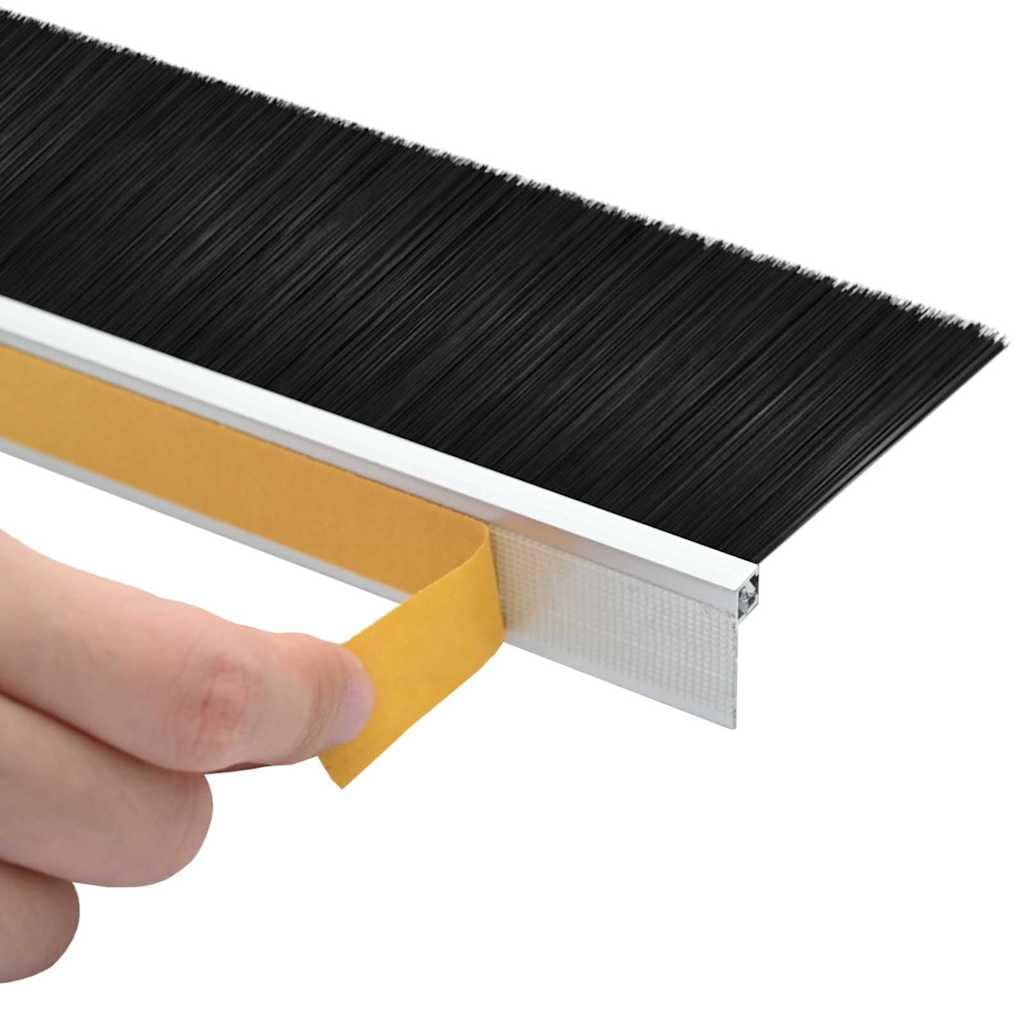 12er Set Türbürstendichtung 100 cm selbstklebend Aluminiumlegierung Türdichtung gegen Zugluft Staub und Lärm für Innenräume Silber
