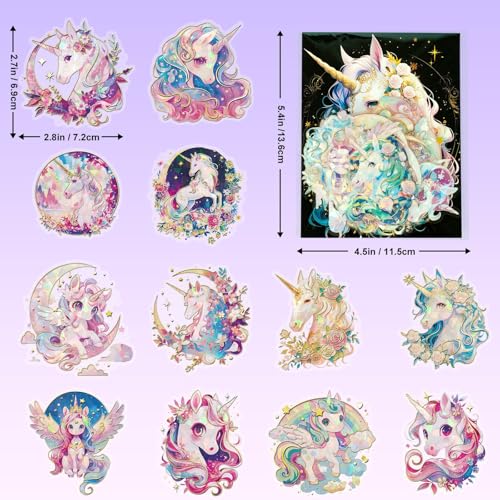 Stickers licorne scintillants holographiques et imperméables en PET - 7
