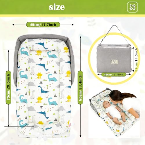 Image of Baby Lounger Play Mat for Tummy Time,Baby Lounger for Newborn Awake-Time Pad,Portable Newborn Babies Essentials Gifts 0-24 Months Home or Travel (Long Necked Dragon)