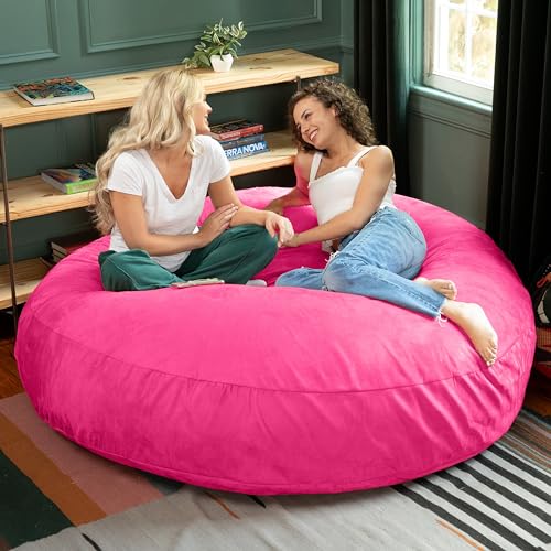 Image of Jaxx 6 Foot Cocoon - 2-in-1 Convertible Bean Bag Bed & Large Bean Bag Chair for Adults, Fuchsia