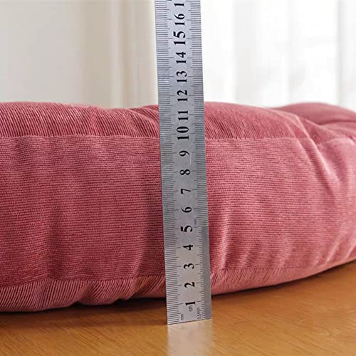 Round Floor Seat Pillows Cushions 22" X 22", Soft Thicken Yoga Meditation Cushion Pouf Tufted Corduroy Tatami Floor Pillow Reading Cushion Chair Pad Casual Seating For Adults & Kids, Rose Red #TOP5