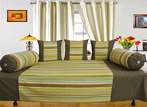 Dekor World Multi Stripe Diwan Set-Pack of 6 Pcs-picture-19