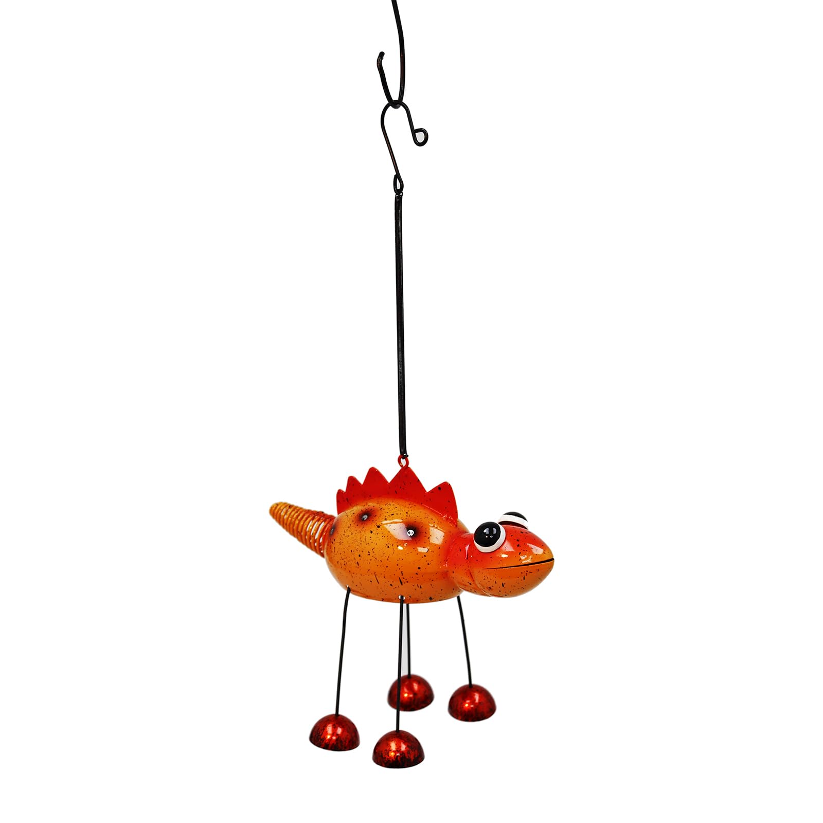 Primus Home & Garden Orange Primus Bobbin Dino Bell Wind Chime, Metal, Stegosaurus