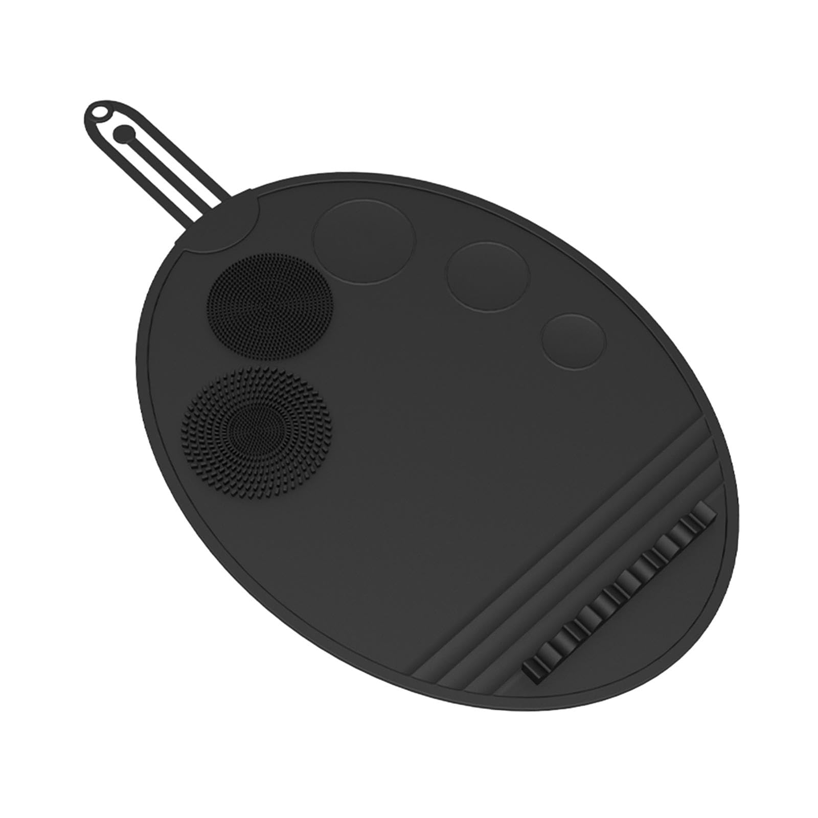 Brush Cleaning Mat, Portable Washing Tool, Universal desktop Scrubber Mat, Silicone Brush Cleaning Mat for Eyeshadow Brush, black