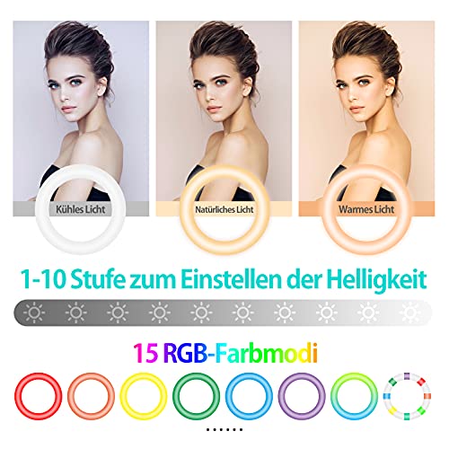 ENEGON RGB Videokonferenzlicht, Dimmbares 6-Zoll-Selfie-Ringlicht, Videokonferenzen, Webcam-Beleuchtung für Fernarbeit… – Bild 3