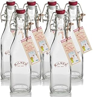 Kilner Clip Top Square Bottle 0.25 Litre, Metal, Juego de 6 piezas