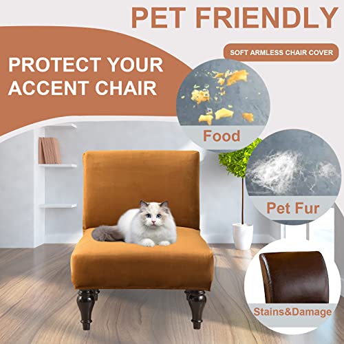 Image of Eco-Ancheng Armless Chair Slipcover Removable Armless Accent Chairs Covers Washable Armless Slipper Chair Slipcover Printed Armless Chair Furniture Protector Covers for Living Dining Room Hotel