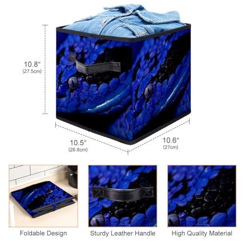 Boîte de rangement pliable serpent bleu en tissu cube pour placard - 4