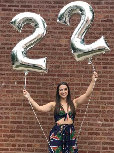 Image of 7 Balloon Numbers Birthday Decorations, 40In Silver Balloons for Men Women | Eye-catching Appearance, Perfect Decorative Centerpieces, Convenient Self-sealing Structure, Widely for Various Occasions
