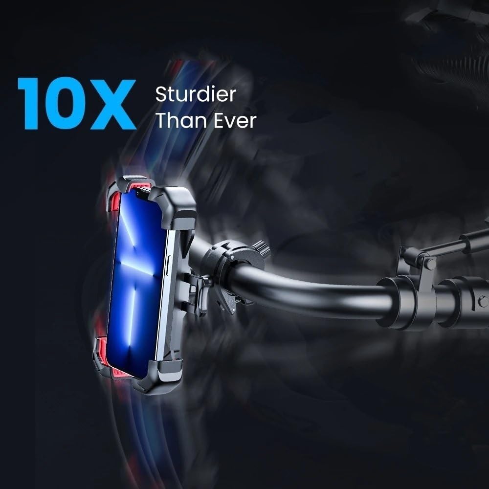 Support Navigateur Moto pour 4.7-7 Pouces Support Téléphone Portable Antichoc GPS Pince 360 ​​° Vue Universel Vélo(Upgrade)