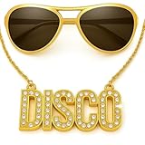 Rave Envy Disco Jewelry with Necklace and Sunglasses, 70's Disco Outfits for Men, Cool Halloween Costume