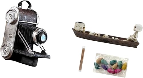 Fenteer Estatua de cámara de resina coleccionable, soporte para quemador de barco, decoración artística retro, adecuada para estudios fotográficos,