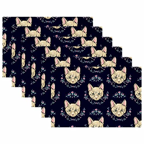 Sets de table bleu foncé motif chat chic et haute protection thermique - 6