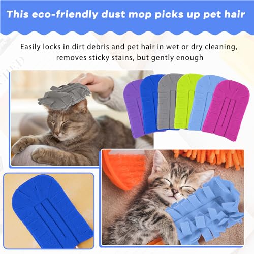 Image of Zubebe 6 Pcs Reusable Duster Refills Fleece,Elegant Color | Soft Polyester Fiber Flat Duster Refill Multi Surface Washable Cleaning Pad Tools for Home, Blinds, Car, Pet, Furniture, Fans