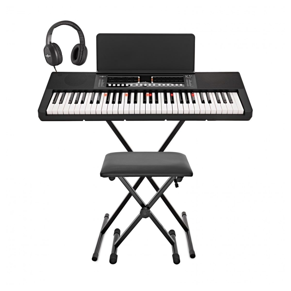Gear4music Key-Lighting Keyboard 61-Note Bluetooth Complete Pack