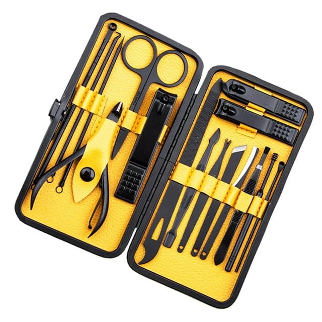 Manicure Pedicure Kit For Nail Care - Nail Filer, Nail Cutter, Tweezer Manicure Set Professional Grooming Kit, Pedicure Kit Grooming Kit with Peeling Knife For Men & Women With Black Leather Travel Case-image-39
