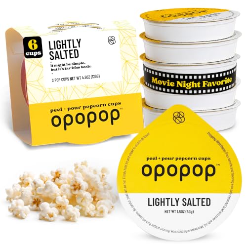 Opopop Microwave Popcorn Pop Cups - Lightly Salted 6-Pack, Non-GMO
