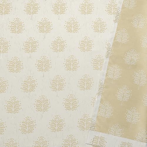 Image of Yellow Weaves 1 Pc Jacquard Tree Eyelet Long Door Curtain - Perfect for Home, Office, Bedroom, Living Room & Balcony - 7 Feet (Golden)
