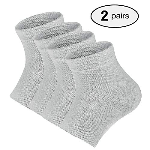 2 paires de chaussettes de talon en gel hydratant doux, chaussettes ventilées à bout ouvert pour une peau sèche et craquelée, hydratante pour la peau de jour Cover
