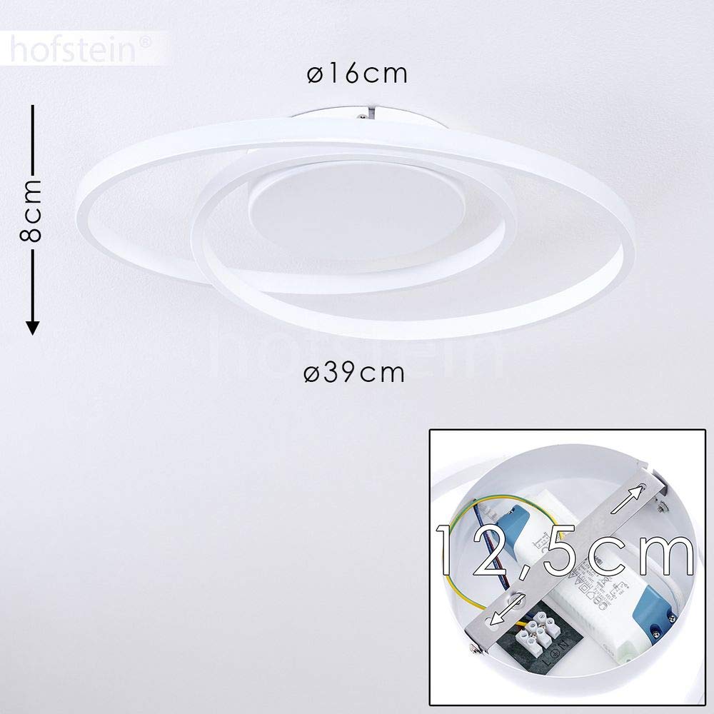 HOFSTEIN LED Deckenleuchte Leksund, dimmbare Deckenlampe aus Metall in Weiß mit Lichteffekt, dimmbar über Lichtschalter, max. 24 Watt, 2200 Lumen, 3000 Kelvin, Esszimmer, Wohnzimmer, Schlafzimmer