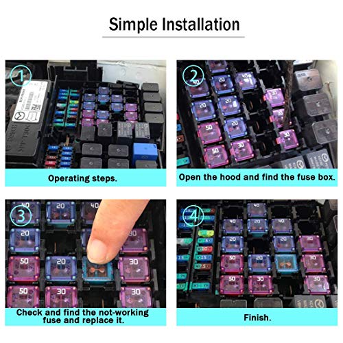30 pc Automotive Combination LOW and TALL/STD PROFILE JCASE Box Shaped Assortment Fuse Kit for Ford, Chevy/GM, Nissan, and Toyota Pickup Trucks, Cars and SUVs