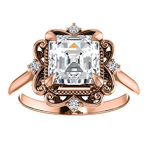 1CT-4CT Antique Halo Engagement Ring Set for Women Filigree Design Handmade Wedding Bridal Ring Set, Christmas Gifts for Her, 925 Silver/Solid Gold3