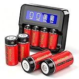 123A Rechargeable Batteries, Yofraro 8-Pack ICR17335 Ni-MH Rechargeable Batteries and Charger for Arlo VMS3130 VMC3030 VMK3200 VMS3330 3430 3530 Cameras, Alarm System, Flashlight