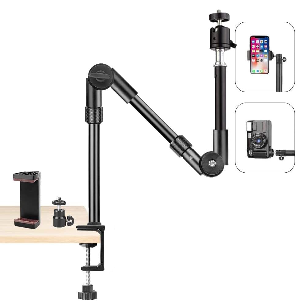 Giftmax Flexible Foldable Desk Mount Stand Three Section Mobile Arm Extension Podcast Table Microphone and Light Stand for Photography (Flexible Arm Stand) (B0CX5LL8D7) Amazon Price History, Amazon Price Tracker
