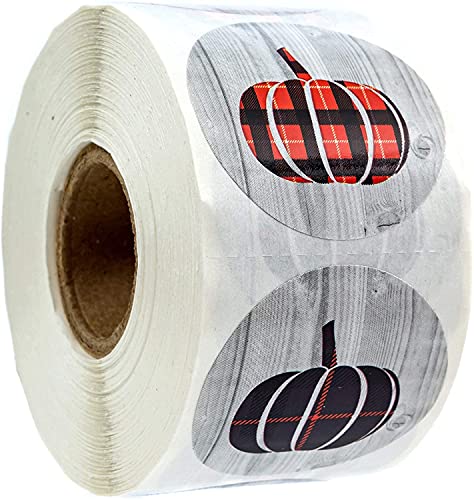 Pumpkin Harvest Stickers / 6 Alternating Plaid Pumpkin Fall Designs / 500 Halloween Stickers / 1.5" Autumn Labels/Thanksgiving Flannel Pumpkins #TOP19