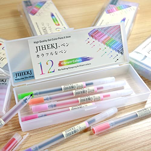 Premium Colorful Pens Gel Ink Pen Fine Point Pens 0.5mm Drawing Pens Medium Point Journal Planner Pens for Japanese Office School Stationery Supply Bullet Journaling Writing (12 Color + Hard boxï¼‰