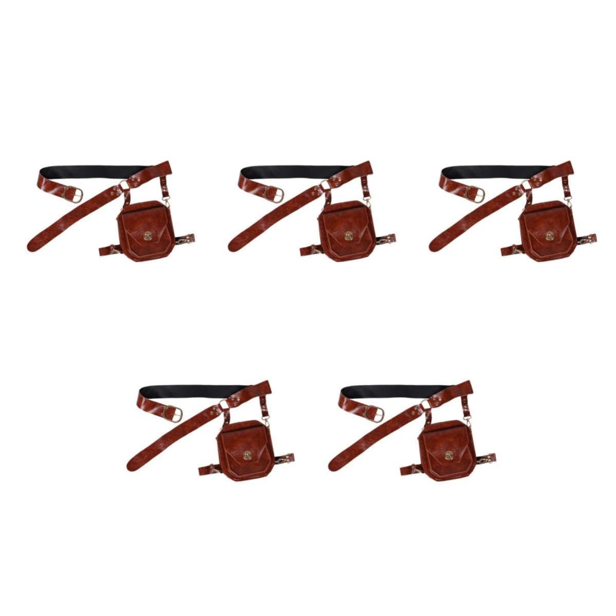 Tofficu 5 Stück Vintage Mittelalterliche Gürteltasche aus Kunstleder mit Schutzfunktion und Verschleißfestigkeit für Partys und Festivals im Steampunk Ritterstil für Damen