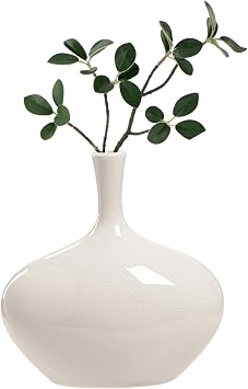 Torre & Tagus Lilo White Reactive Glaze Ceramic Bud Vase - 8 Inch Small Flower Vase & Small Ceramic Vase for Flowers, Handmade Bottle Vases for Home Decor & Wedding Decor for Table 8.25"