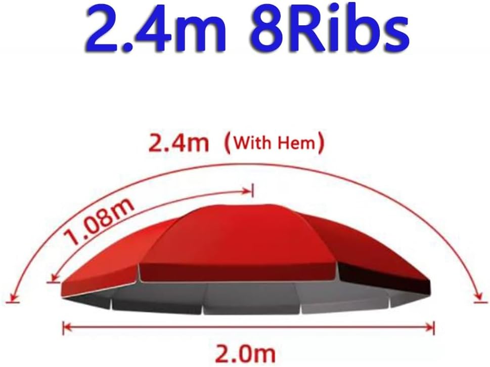 NILZA Round Umbrella Canopy Replacement，Sun Shade Umbrella Polyester Cloth Replacement Top, 3m Umbrella Cover Replacement Canopy For 8 Ribs 10 Ribs Patio Umbrella (Color : Blue, Size : 240cm/8Ribs)