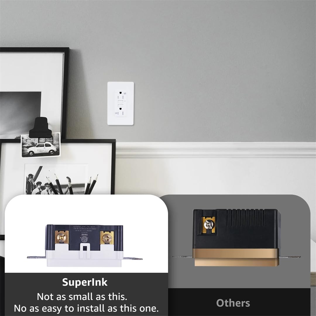 Prise GFCI Blanche 15 A 20 A Avec Indicateur LED, Plaque Murale, Multiprise Pour La Maison, La Cuisine, Le Bureau, La Décoration