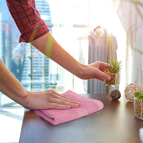 Image of Utopia Towels 12 Pack Premium Wash Cloths Set, 12 by 12 Inches, 100% Cotton Ring Spun, Highly Absorbent and Soft Feel Essential Washcloths for Bathroom, Spa, Gym, and Face, Pink