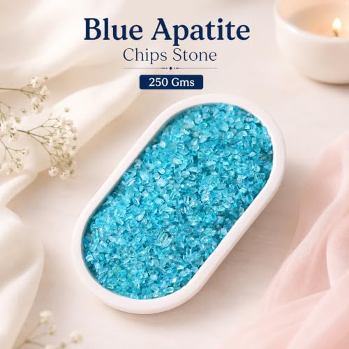 Image of Blue Apatite Chips Stone for Reiki, Meditation, Vastu (250 Gm) | Healing Gemstone for Motivation & Creativity | Decorative Crystals for Spiritual Home Decor & Desk Decor | DIY Jewellery Making