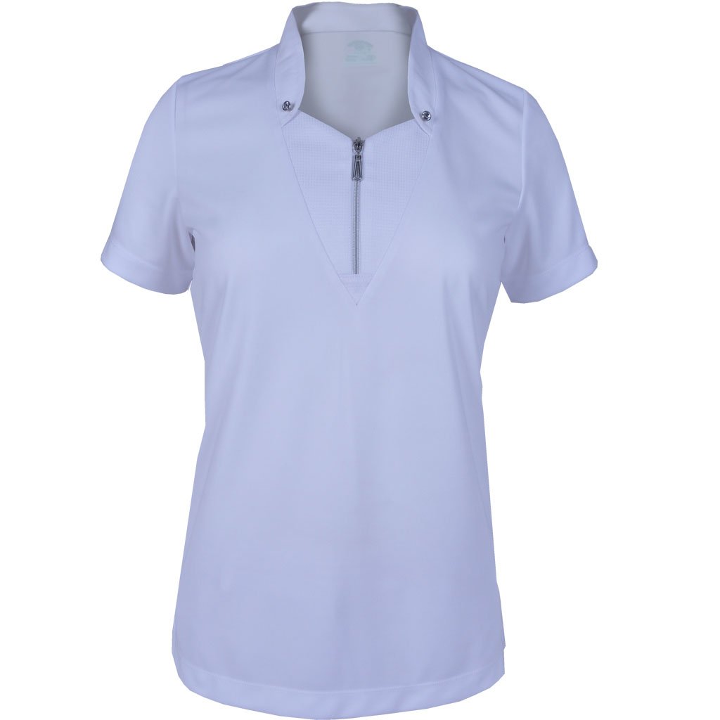 Monterey Club Women's Radiance Solid Zip Collar Top #2442 (White, Large)