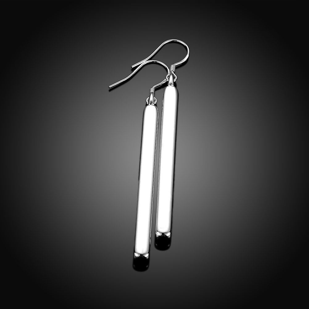 Dinaka Long Silver Earrings Bar Dangle Earrings Simple Style Women Drop Earrings - Image 4