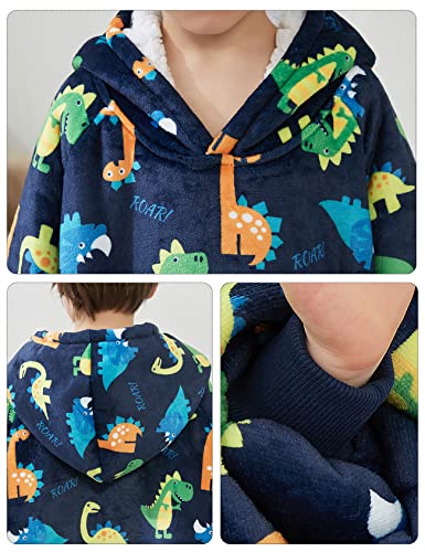 Image of KFUBUO Dinosaur Wearable Blanket Hoodie for Kids Sherpa Patterns Oversized Sweatshirt Blanket with Pocket 6-10 Year Old Boys&Girls Birthday Gifts | Sherpa, Heavy Material, Oversized Sweatshirt Blanket, Kids Blanket, Girl Boy Birthday Gifts, 6-10 Year Old