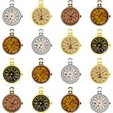30Pcs 5Styles Vintage Clock Charm Picture Enamel Retro Pocket Watch Faces Charms Pendant for DIY Necklace Bracelet Fashion Steampunk Jewelry Making