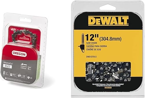 Miniatura 1 de Oregon R45 AdvanceCut Chainsaw Chain for 12-Inch Bar -45 Drive Links  low-kickback chain fits Dewalt, Craftsman, Makita and more Grey &amp; DEWALT