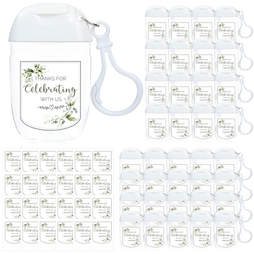 Ohmique 50Pcs Mini Hand Sanitizer Bottles Bulk with Thank You Labels (Sanitizer Not Included) - Wedding Favors - Personalized Wedding Favors for Guests