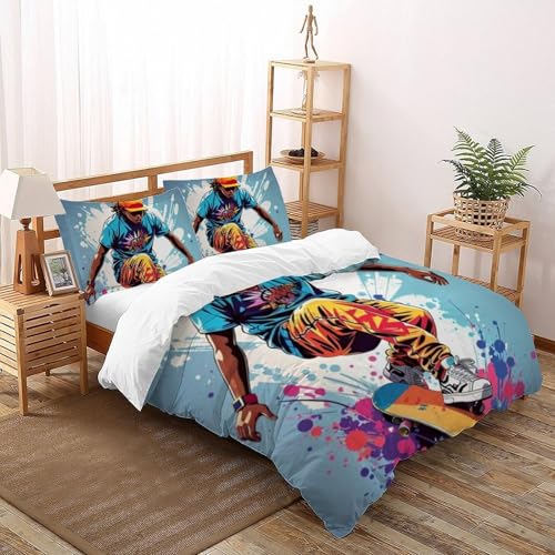Skateboard housse de couette King parure de lit 220x240 avec 2 taies - 2