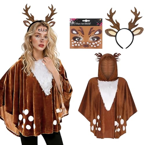 Feithmonic Reh Kostüm Damen, Karneval Kostüm Rentier Erwachsene Set,...