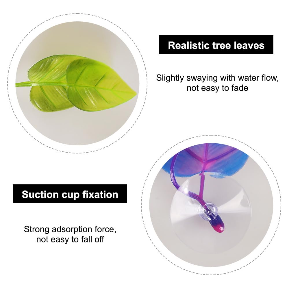 Betta Bed Leaf Hammock,2 Pcs Plastic Betta Fish Bed Leaf with Suction Cup Realistic Resting Spot for Fish Tank Landscap - Image 2