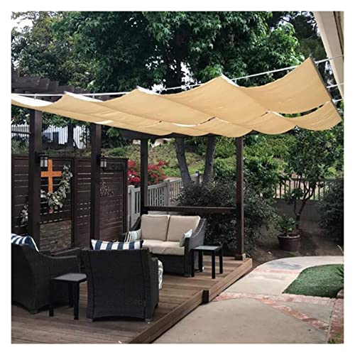 Kit per tettoia per tetto pergolato con filo scorrevole ondulato, vela parasole di ricambio per esterni, patio, gazebo e copertura traspirante (beige, 0,9 m x 7 m)