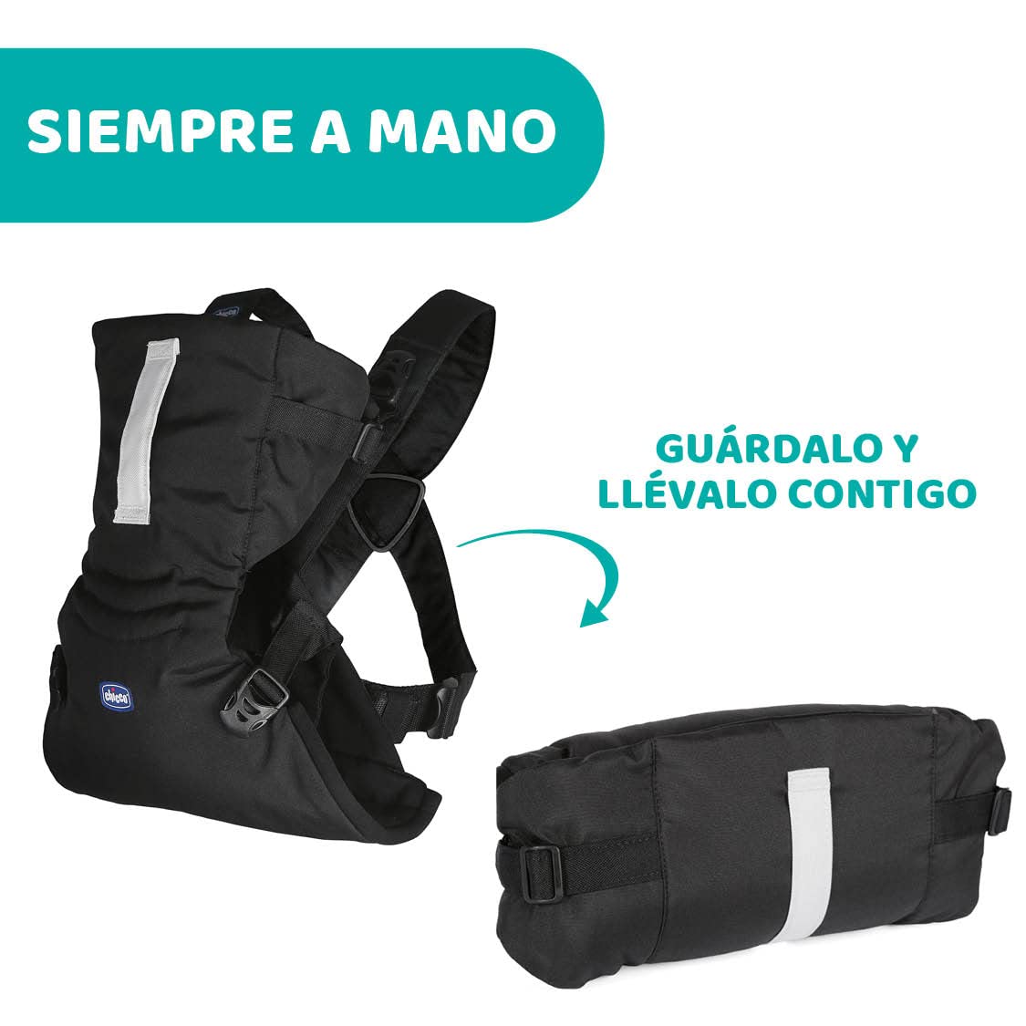 Chicco EasyFit Portabebés Ergonómico de 0 Meses a 9 kg, Mochila porteo Bebé Fácil de Usar para Llevar, Mirando hacia los Padres, Marsupio para infantes, con Sujeción para Cabeza y Cuello, Negro