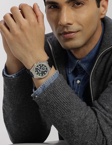 Image of Kenneth Cole Green Dial Automatic Leather Strap Watch for Men