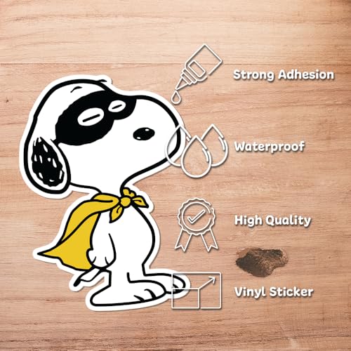 Calcomanía de vinilo para laptop y iPad de Snoopy Superhéroe de 4x2.8" 5