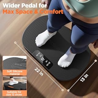 FEIERDUN Vibration Plate Exercise Machine, Full Body Vibrating Plate with Wider Platform, 150kg (330lbs) Capacity, Plaque Vibrante with LED Screen, Remote & Resistance Bands,Black